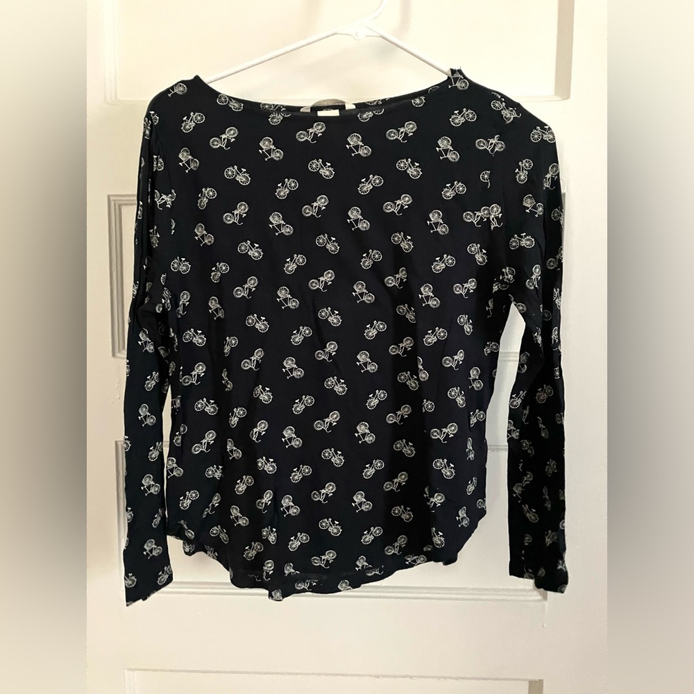 Bicycle print long sleeve shirt